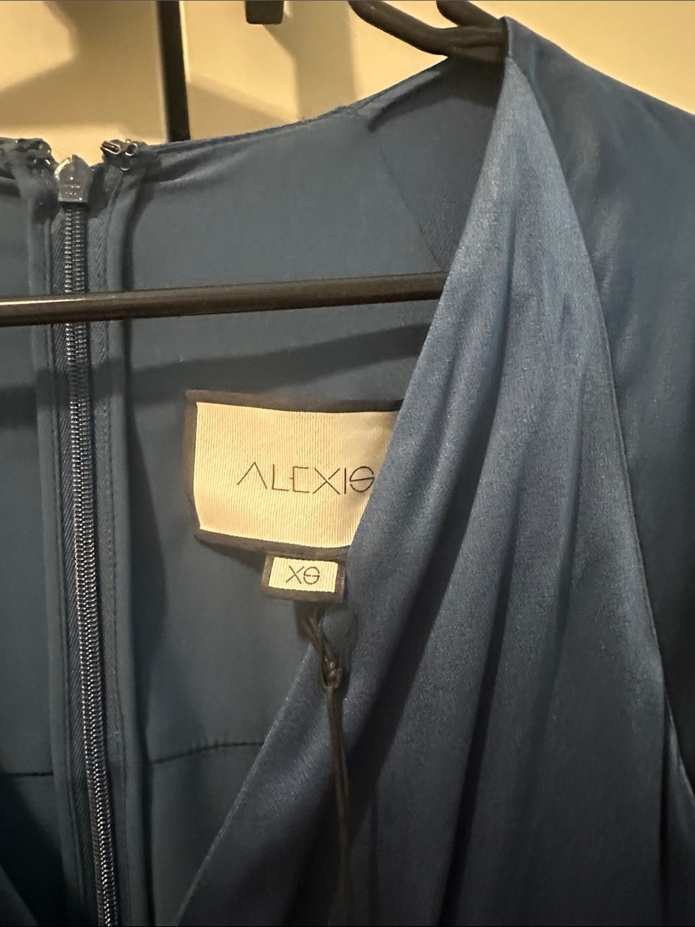 Alexis Hylda Revolve Satin V-Neck Tiered Ruffle Mini Dress - Navy Blue Size XS - Picture 3 of 6